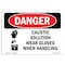 Signmission OSHA, Caustic Solution Wear Gloves When Handling, 10in X 7in Rigid Plastic, 10" W, 7" H, Landscape OS-DS-P-710-L-1059 - alternate 1